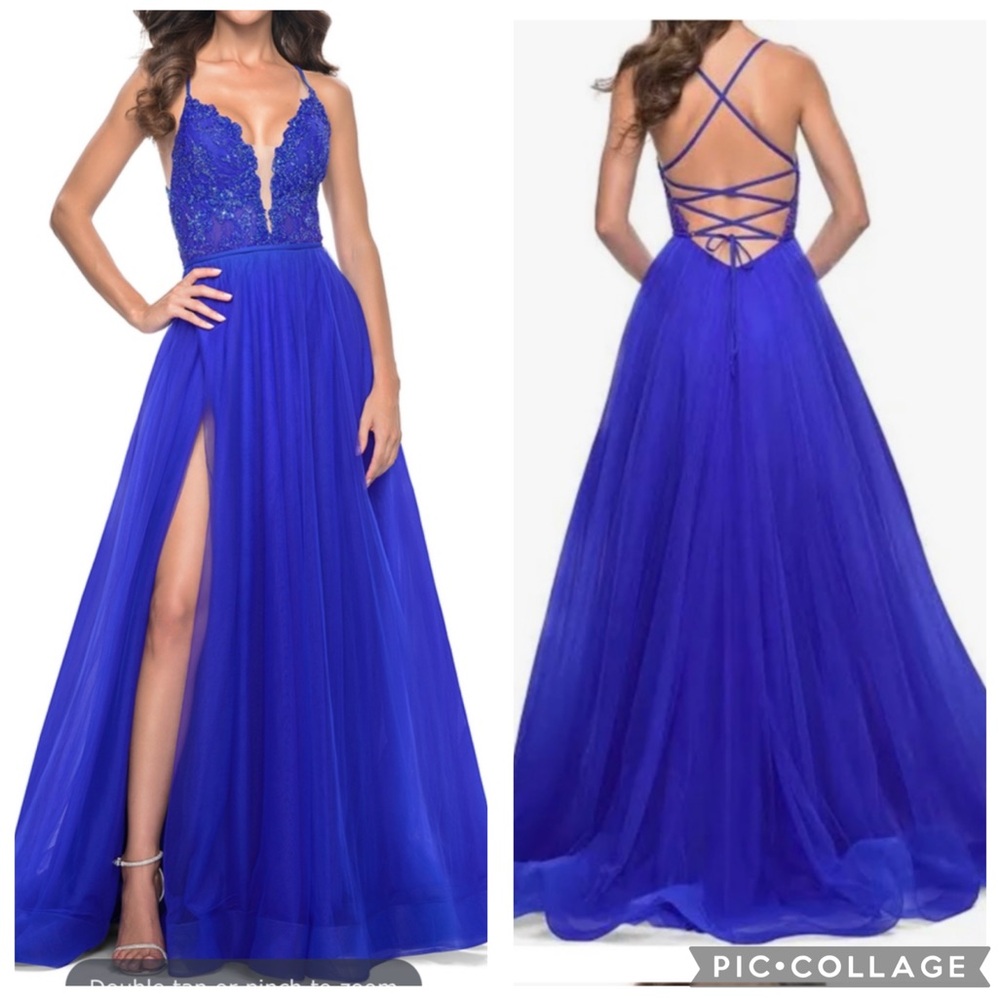 La Femme 32059 Lace Tulle Gown Royal Blue‎ 4